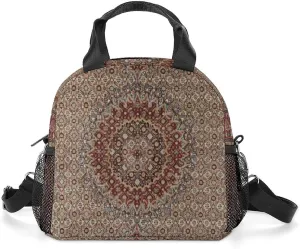 Vintage Persian Turkish Oriental Reusable Large Capacity Insulated Crossbody Lunch Bag