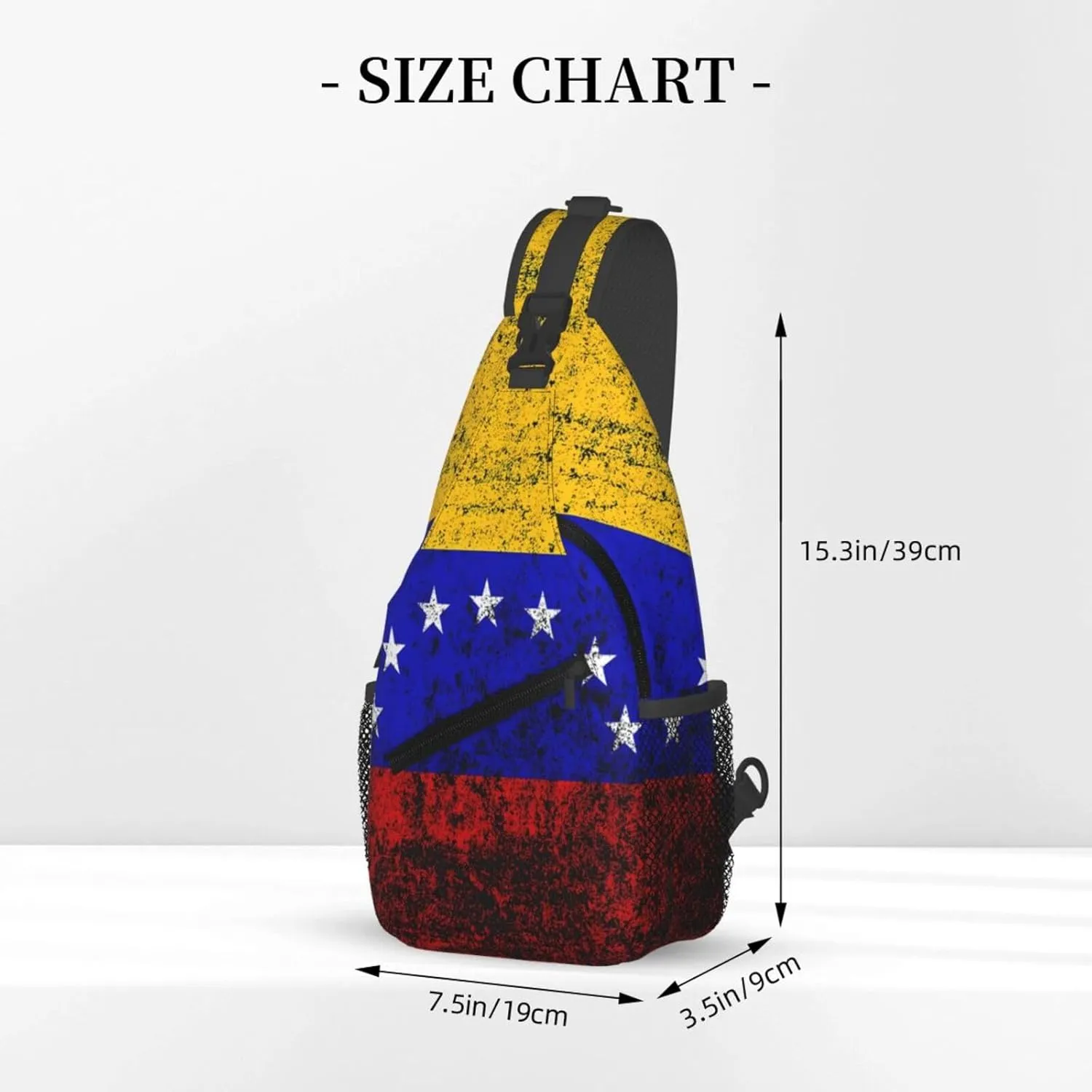 Vintage Venezuelan Venezuela Flags Crossbody Bags Sling Backpack Cross Chest Bag Sports Shoulder Bag Gym Fanny Pack Adjustable Cycling Daypack Diagonally Rucksack for Running