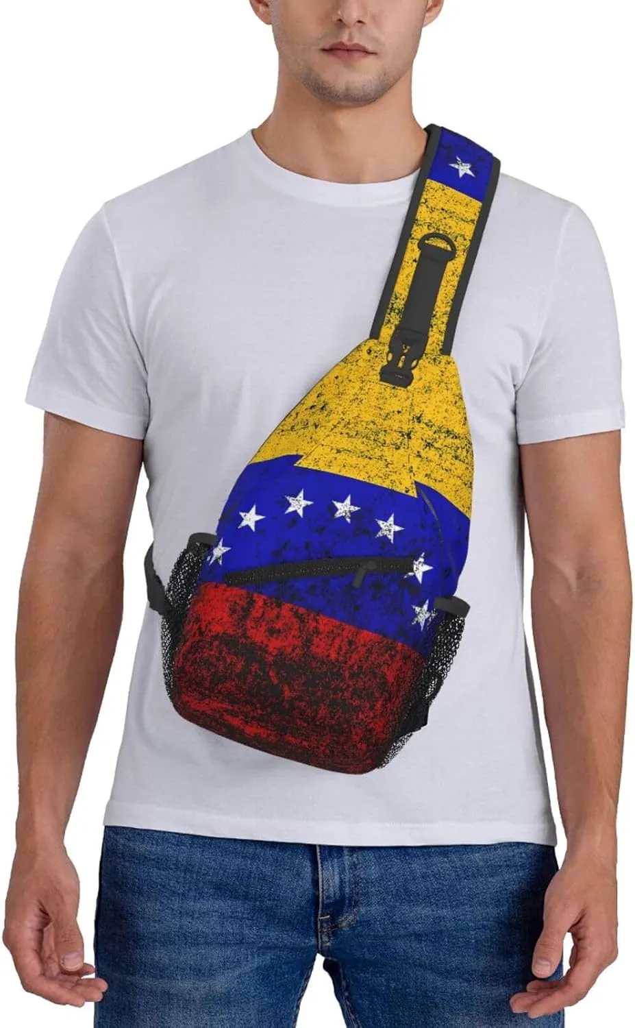 Vintage Venezuelan Venezuela Flags Crossbody Bags Sling Backpack Cross Chest Bag Sports Shoulder Bag Gym Fanny Pack Adjustable Cycling Daypack Diagonally Rucksack for Running