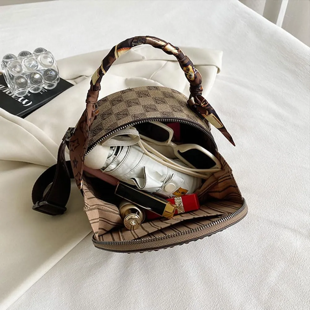 Vintage Women's Bag,Round Crossbody Bag, Shoulder Crossbody Circle Tote Bag, Large Capacity Purse Handbag