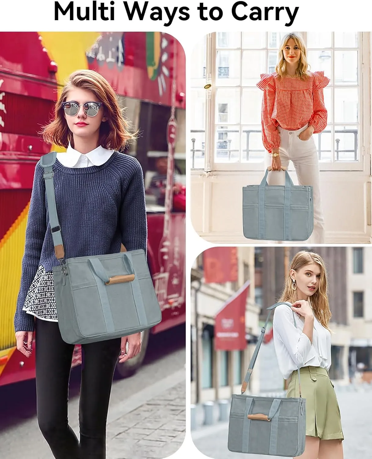 VOFANK Canvas Tote Bag for Women with Zipper and Compartments Large Work Bible Bag Crossbody Shoulder Bag Travel Handbag