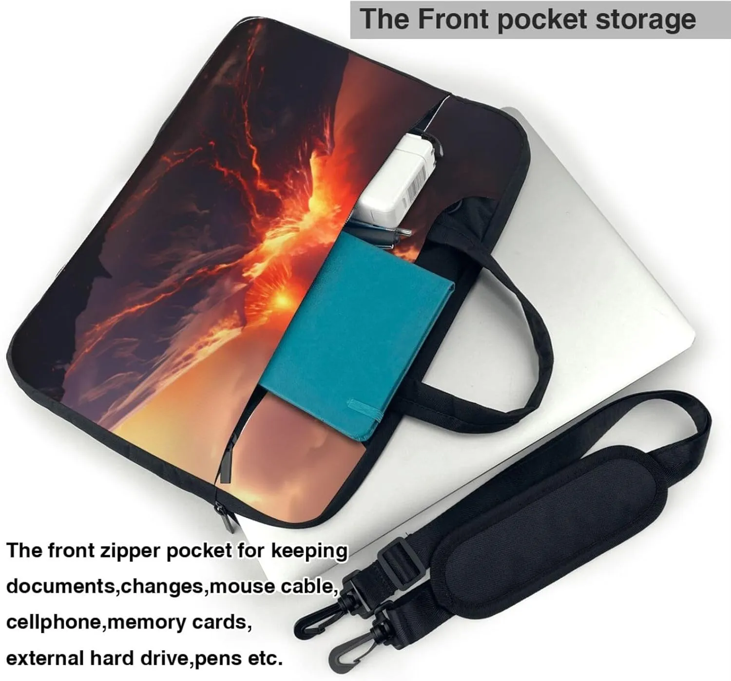 Volcanic Eruptions picture Fashionable and ultra-thin shoulder laptop bag Shockproof soft lining