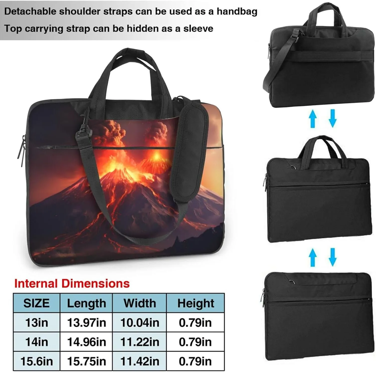 Volcanic Eruptions picture Fashionable and ultra-thin shoulder laptop bag Shockproof soft lining