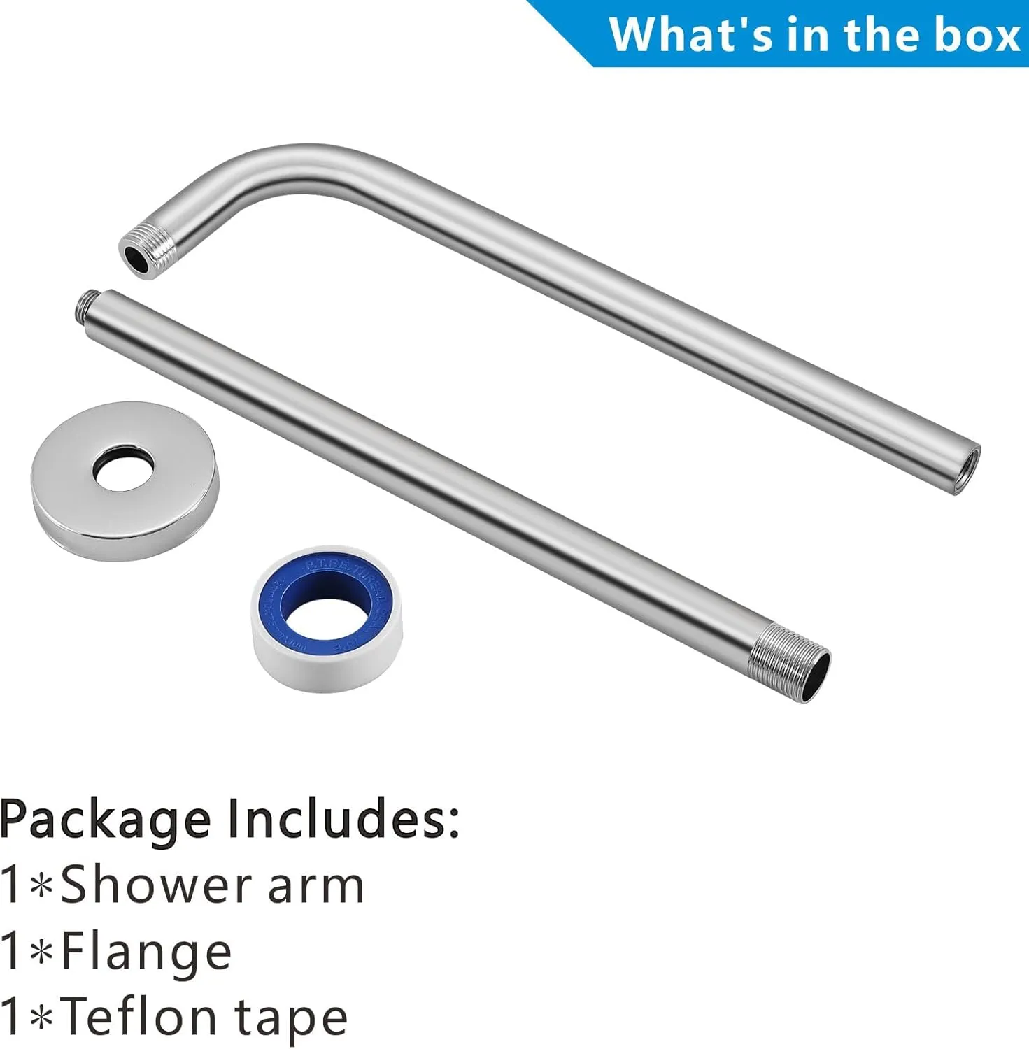 Voolan Shower Arm with Flange and Teflon Tape, Extension Shower Head Arm for Bathroom Fixed Shower Head, Solid Stainless Steel, Wall Mounted (24 Inch, Chrome)