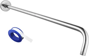 Voolan Shower Arm with Flange and Teflon Tape, Extension Shower Head Arm for Bathroom Fixed Shower Head, Solid Stainless Steel, Wall Mounted (24 Inch, Chrome)