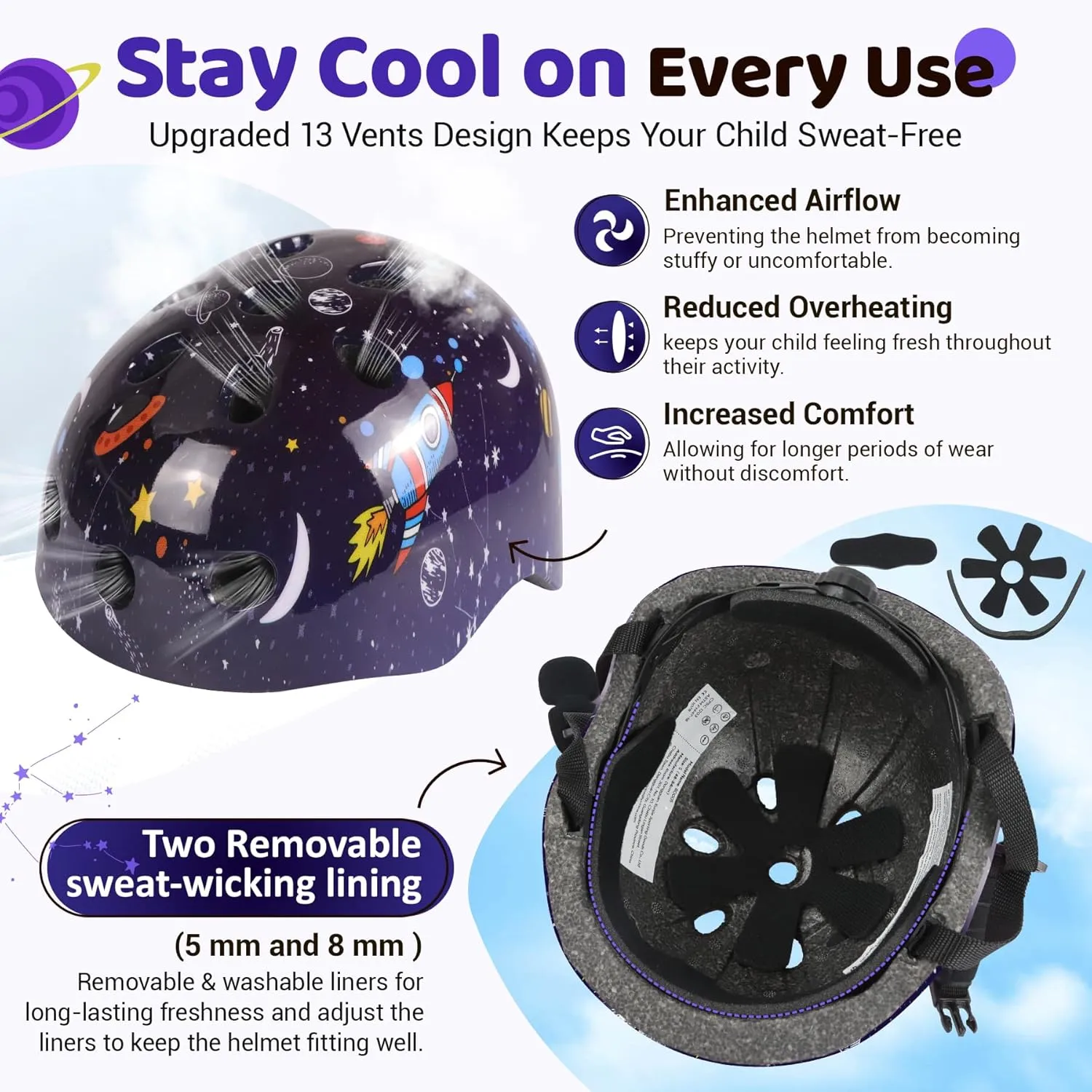 Vvinca Kids Toddlers Bike Helmet Adjustable for Ages 3-5-8 Years, Knee Pads and Elbow Pads Set Wrist Guard Sports Protective Gear Set for Roller Skate Bicycle Skateboard Scooter Girl Boy Birthday Gift