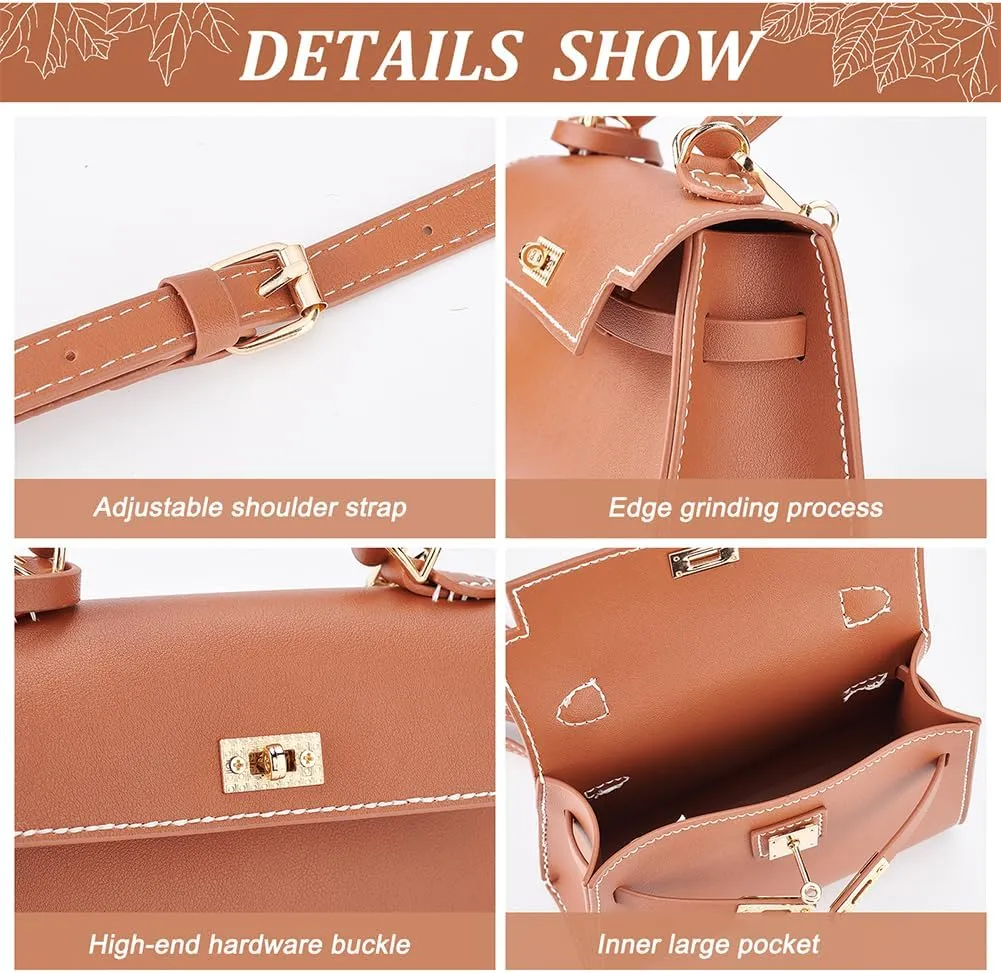 WADORN DIY Women Tote Handbag Making Kit, Imitation Leather Crossbody Shoulder Bag Sewing Set with Instruction Handmade Designer Bag Making Accessories Women Handicraft Gift, 8.4x2.9x5.9 Inch, Brown