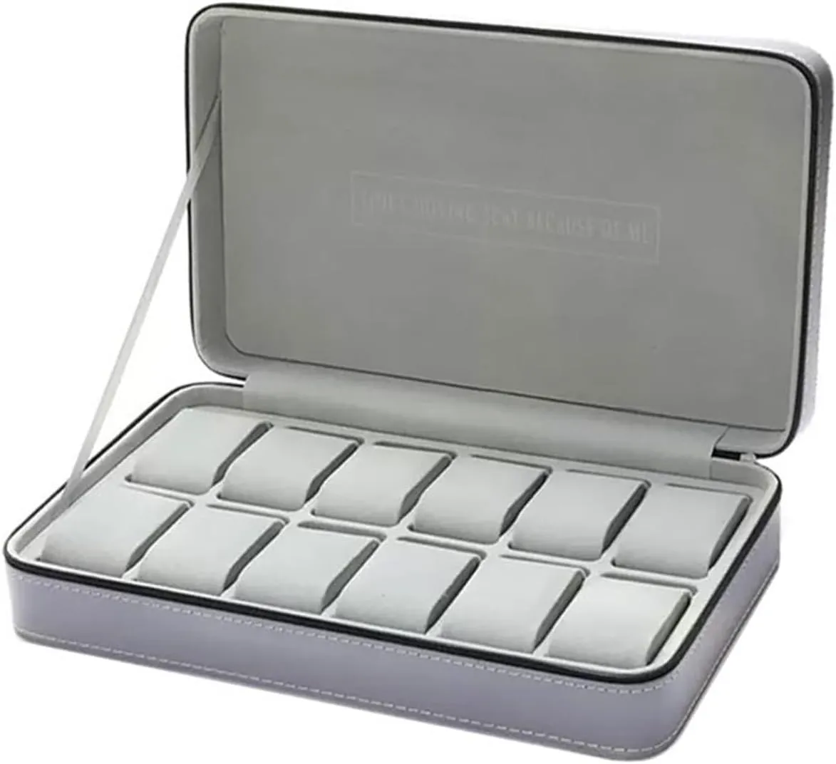 Watch Case Large Capacity Watch Storage Box PU Leather Watch Organizer 12 Grid Jewelry Collection Boxes Watch Display Box