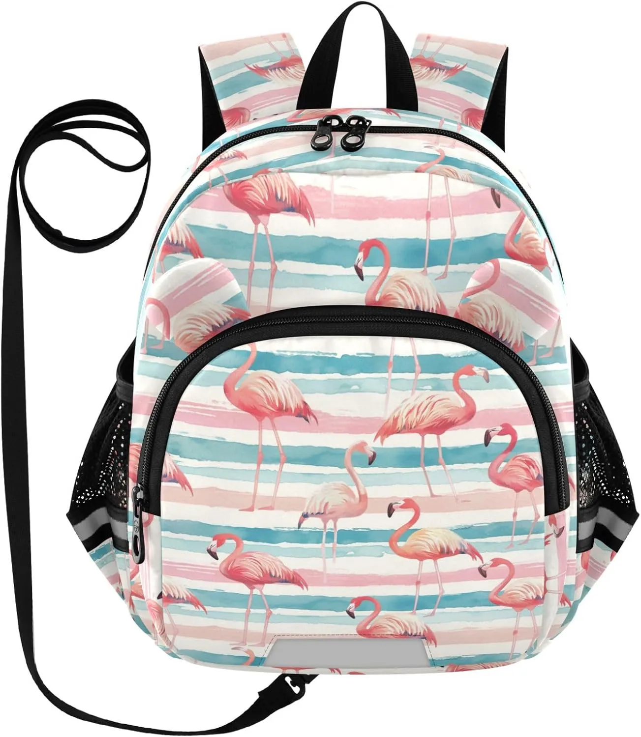 Watercolor Flamingos Preschool Backpack Pink Daycare Bookbag School Backpack with Traction Rope for Kids 3-6