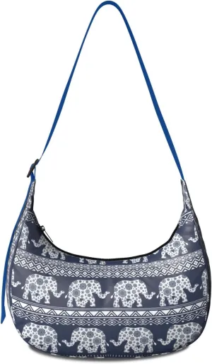 Waterproof Nylon Crescent Sling Crossbody Bag Casual Boho Elephant Shoulder Bag with Adjustable Strap for Work Travel