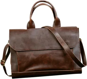 Waterproof Pu Leather Shoulder Bag Stylish Case for Business Laptop Daily Essentials