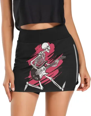 Weeds Leaf Skull Women's Active Performance Skort Lightweight Skirt for Running Tennis Golf Workout Sports