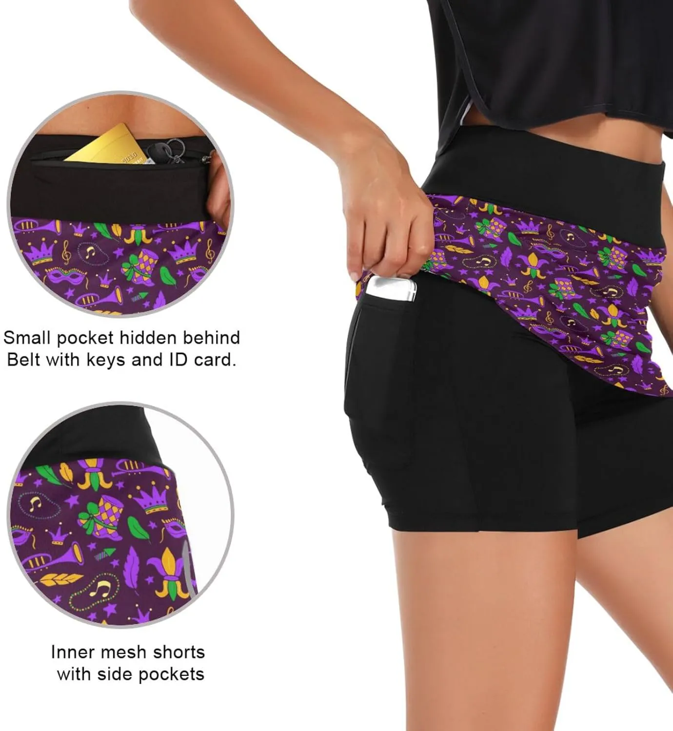 Weeds Leaf Skull Women's Active Performance Skort Lightweight Skirt for Running Tennis Golf Workout Sports