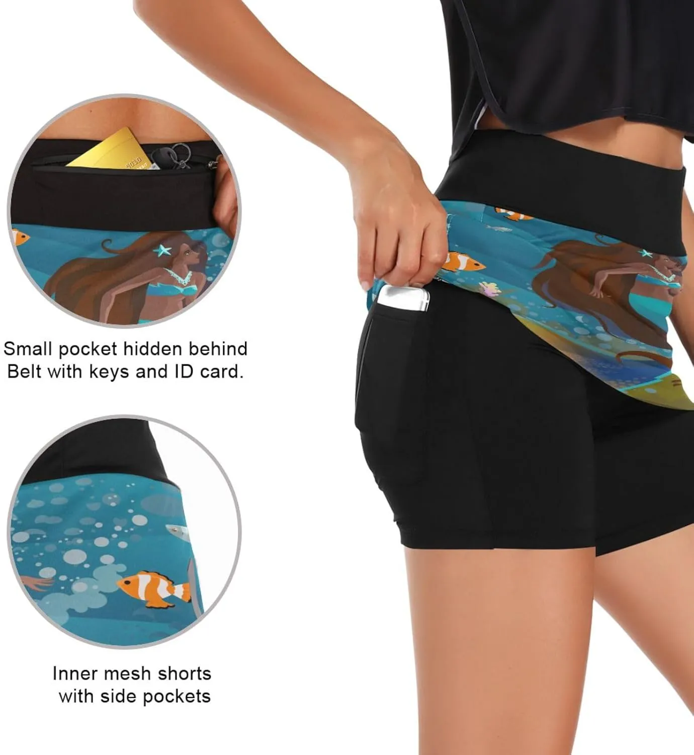 Weeds Leaf Skull Women's Active Performance Skort Lightweight Skirt for Running Tennis Golf Workout Sports