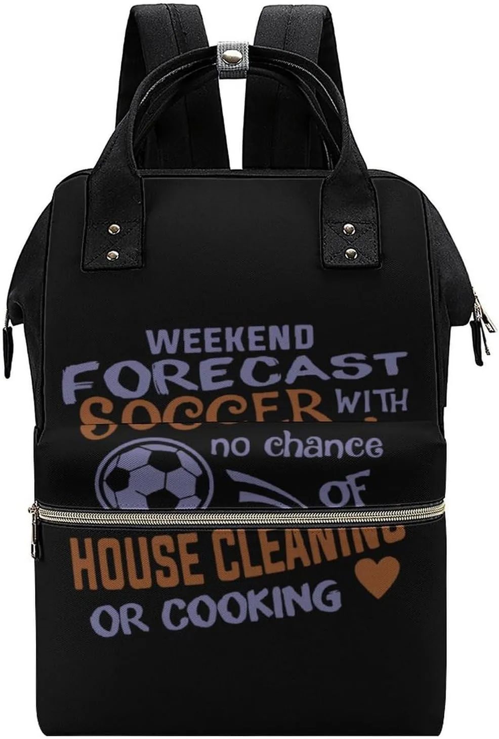 Weekend Forecast Soccer Durable Travel Laptop Hiking Backpack Waterproof Fashion Print Bag for Work Park Black-Style