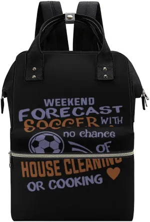 Weekend Forecast Soccer Durable Travel Laptop Hiking Backpack Waterproof Fashion Print Bag for Work Park Black-Style