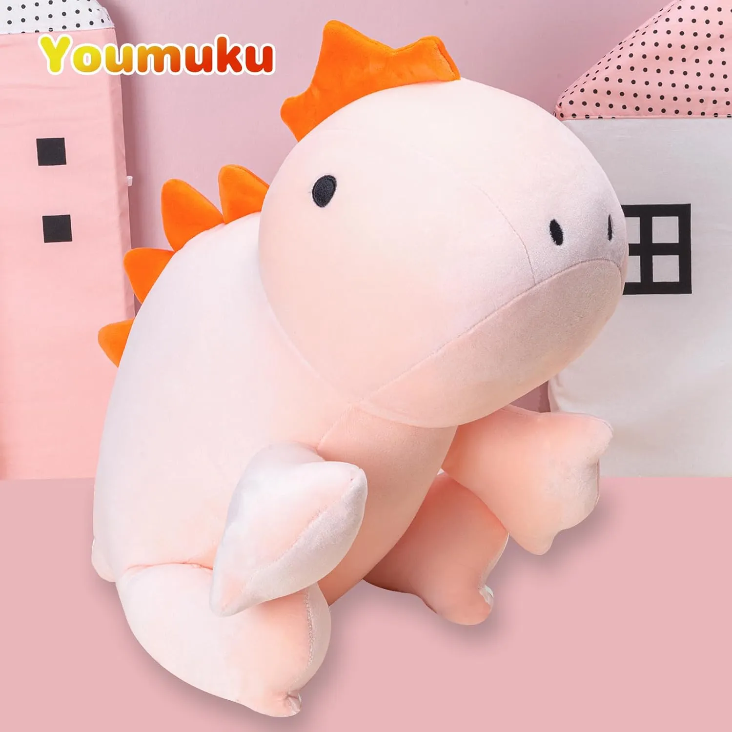 Weighted Dinosaur Stuffed Animals Super Soft Cute Dino Plushie and Throw Pillows,Plush Toys Cartoon Hugging Birthday Gifts for Kids&Adults,Pink,24",3.5lbs