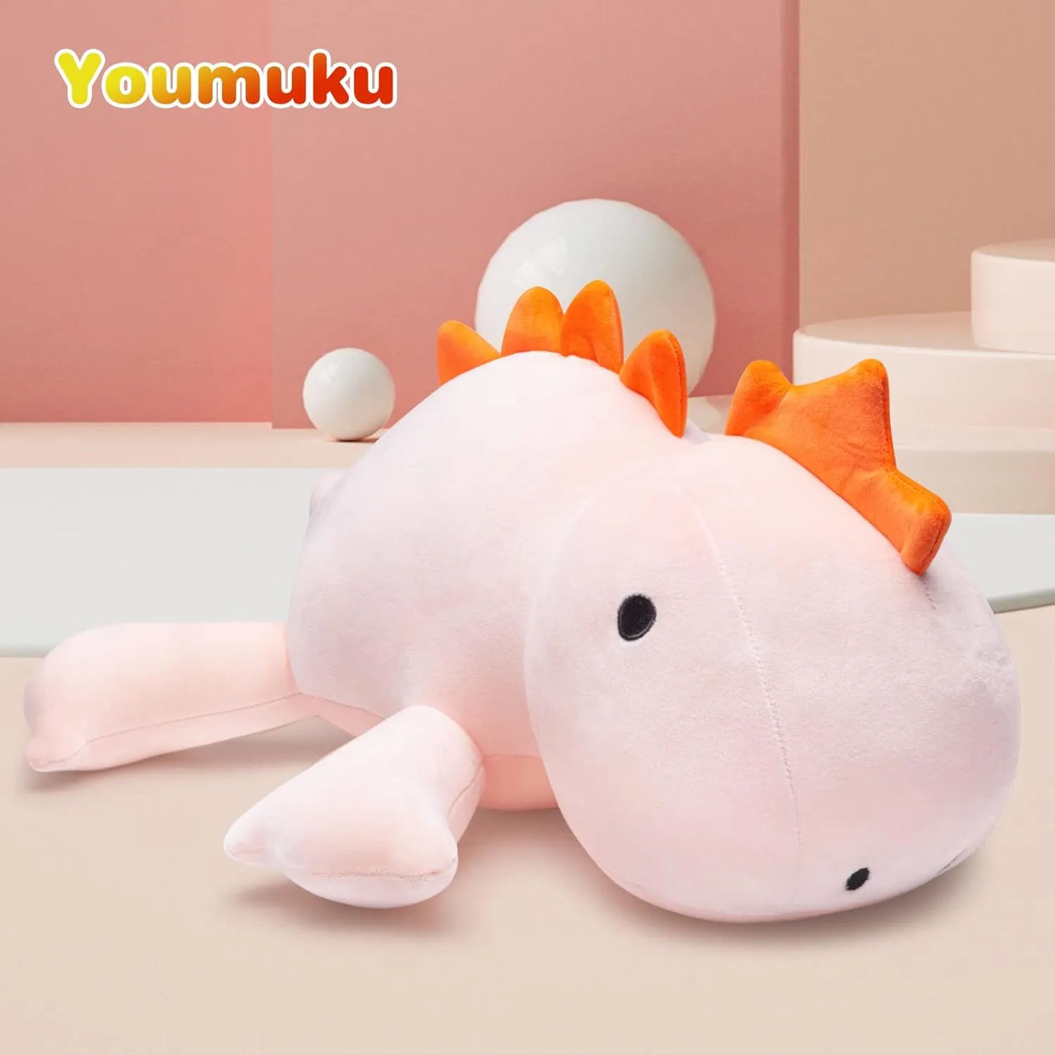 Weighted Dinosaur Stuffed Animals Super Soft Cute Dino Plushie and Throw Pillows,Plush Toys Cartoon Hugging Birthday Gifts for Kids&Adults,Pink,24",3.5lbs