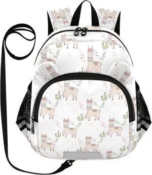 Wild Lama Preschool Backpack Cute Cacti Daycare Bookbag School Backpack with Traction Rope for Kids 3-6