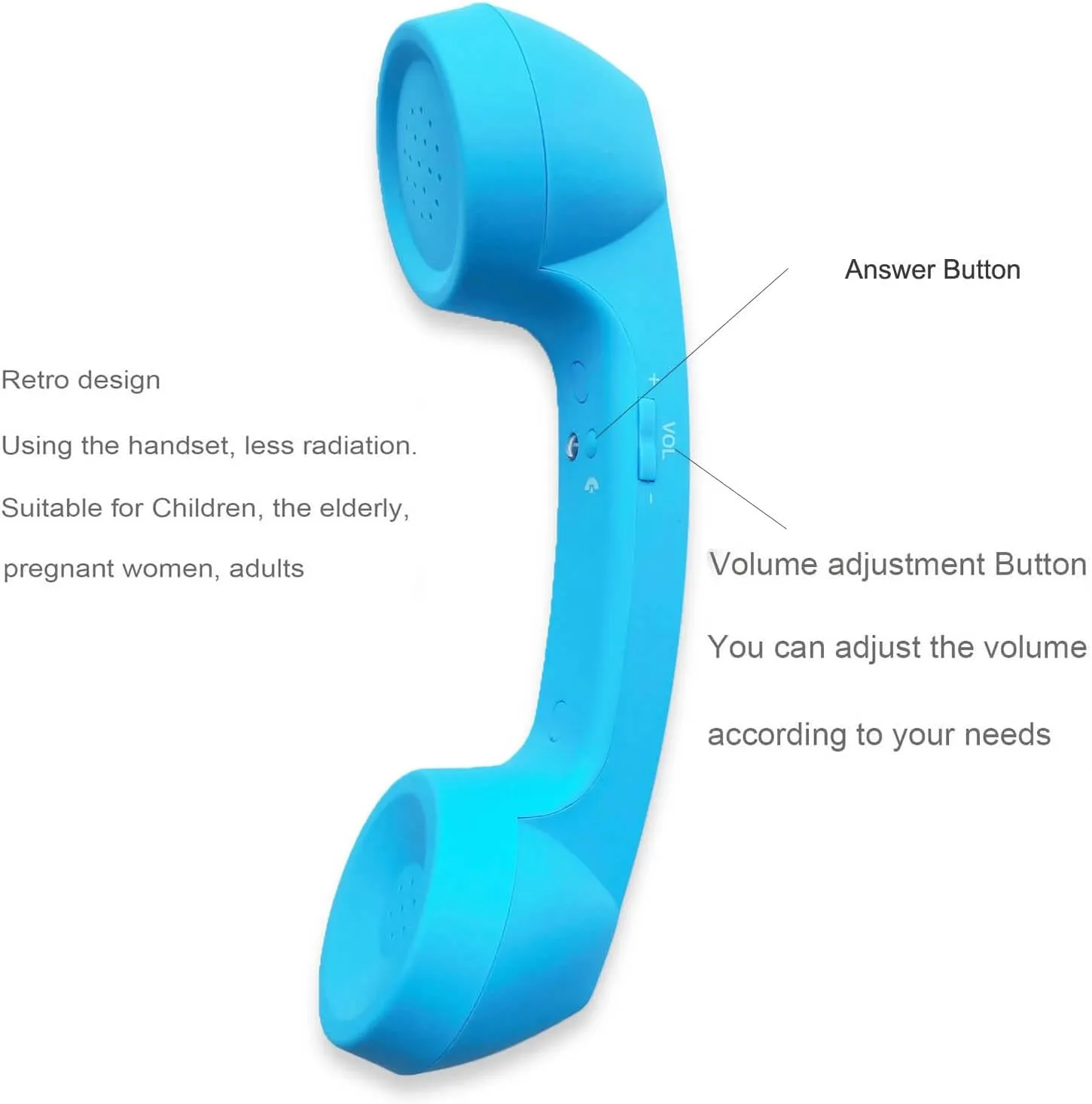 Wireless Bluetooth Mic Headphones Comfort Retro Phone Handset Mic Speaker Phone Call Receiver Compatible with iPhone iOS Android iOS Cell Phone Telephone