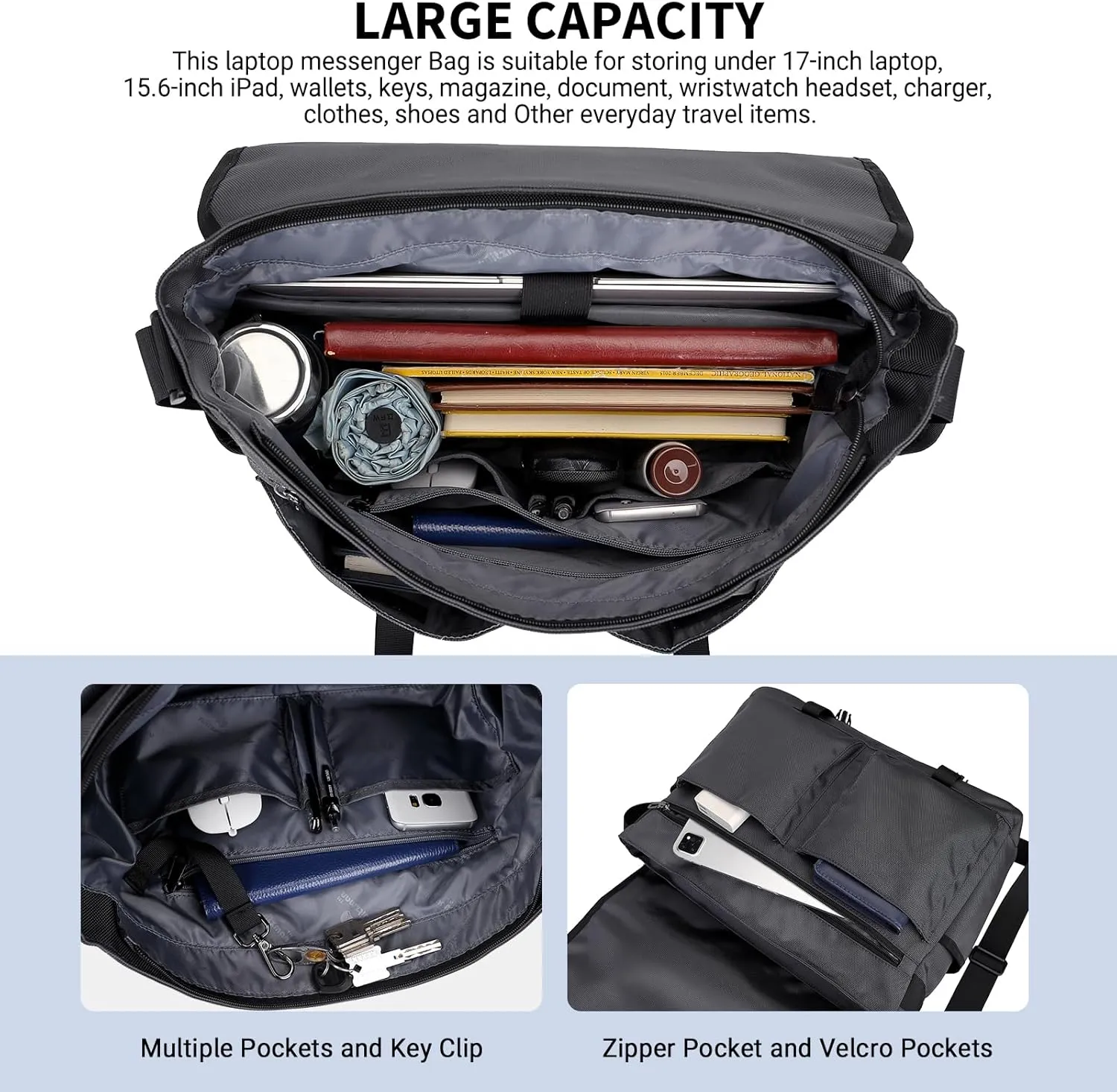 WITZMAN Messenger Bag for Men Crossbody Large Lightweight Satchel Bag Nylon Shoulder Bag with 15.6 inch Laptop