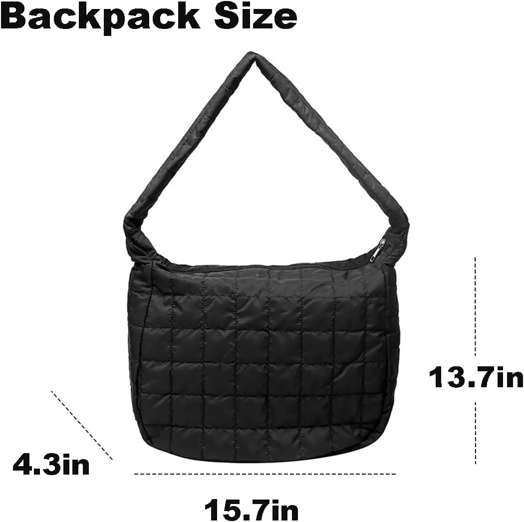 Woman Cozy Crossbody Handbag Fashion Warm Lightweight Bag with Zip Aesthetic Padded Puffy Cotton Sling Bag