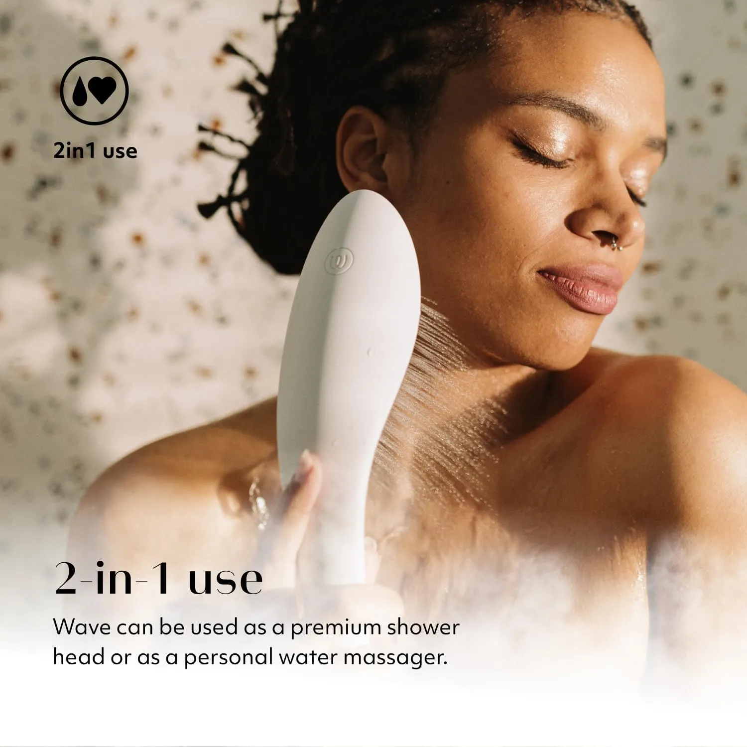 Womanizer Wave Multifunction Shower Head | Special Jet Water Powered Personal Massager | 2in1 Showerhead for Women | Control 3 Pattern Settings | Handheld Water Pressure Massage Tool | Chrome