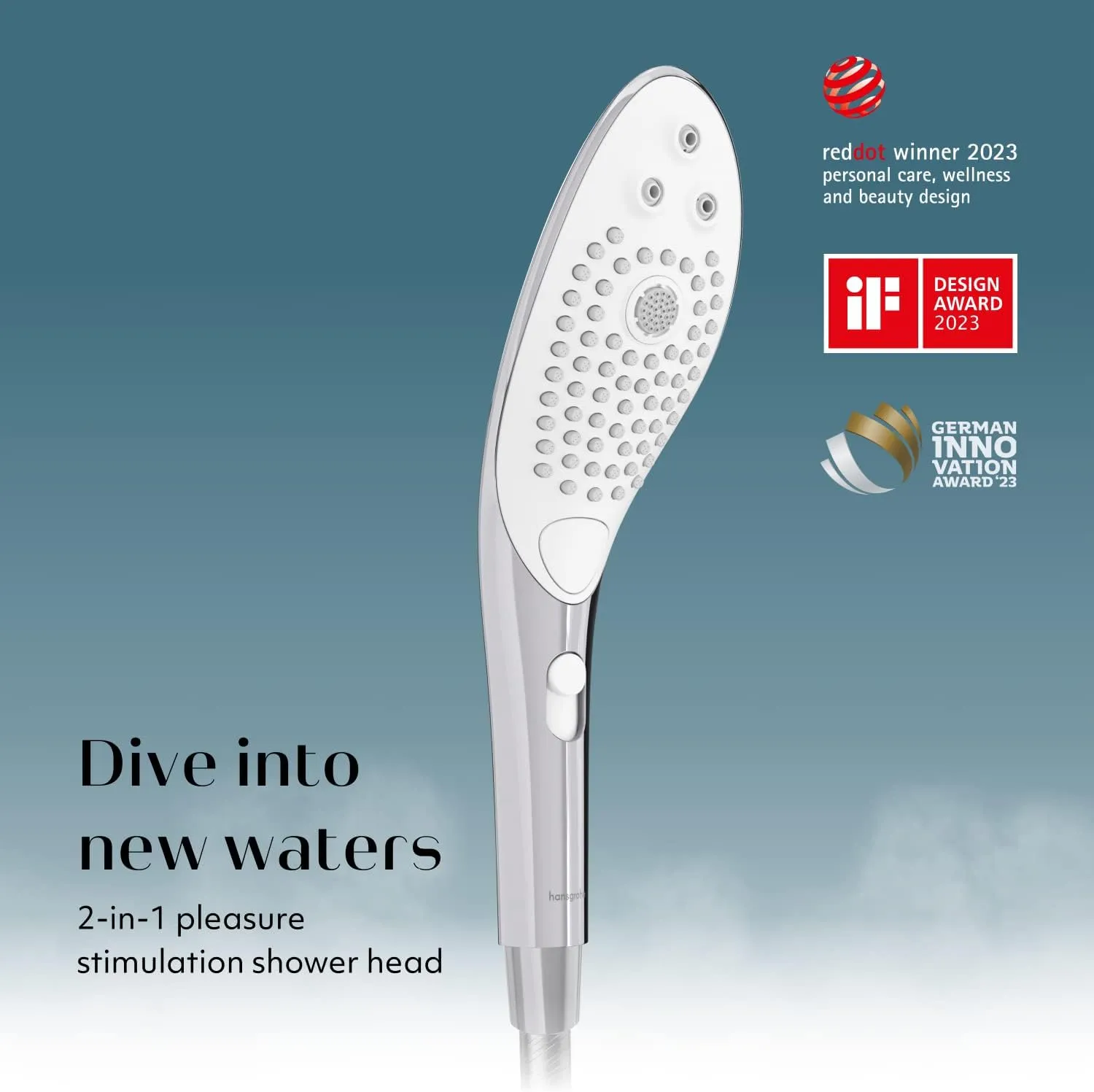 Womanizer Wave Multifunction Shower Head | Special Jet Water Powered Personal Massager | 2in1 Showerhead for Women | Control 3 Pattern Settings | Handheld Water Pressure Massage Tool | Chrome