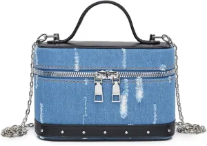 Women Bag Square Box Crossbody Bag Korean Styles Shoulder Bag Top Handle Bag Denims Messengers Bag Shopping Dating Bag