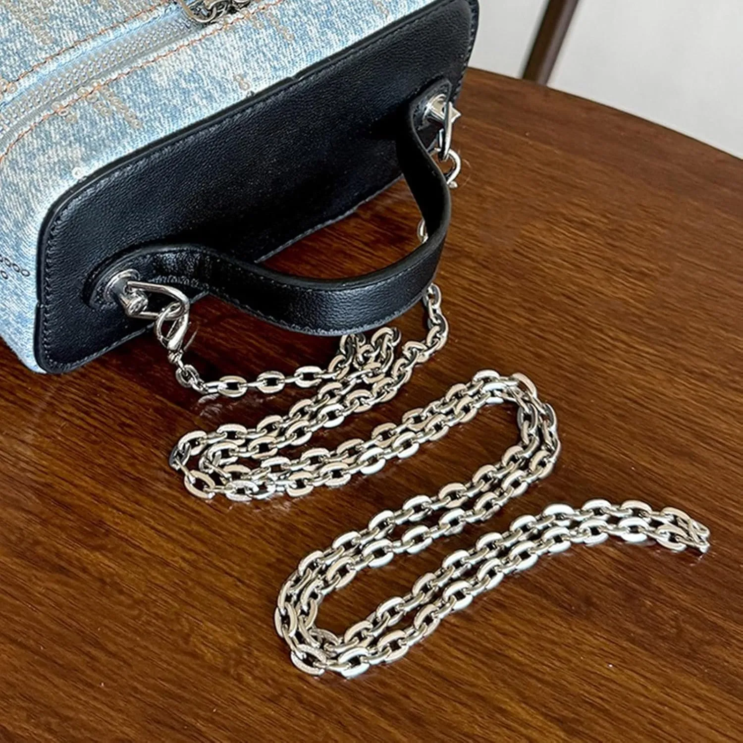 Women Bag Square Box Crossbody Bag Korean Styles Shoulder Bag Top Handle Bag Denims Messengers Bag Shopping Dating Bag