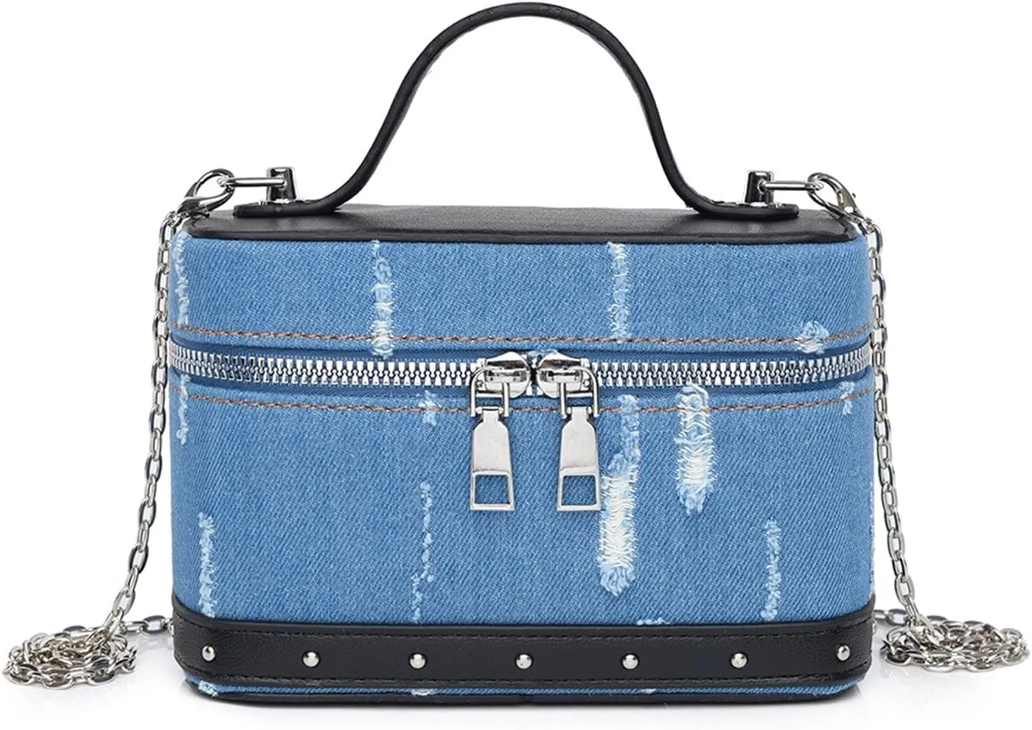 Women Bag Square Box Crossbody Bag Korean Styles Shoulder Bag Top Handle Bag Denims Messengers Bag Shopping Dating Bag