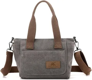 Women Canvas Shoulder Bag Medium Crossbody Bag Multiple Pocket Tote Handbag Casual Satchel Bag Top Handle Bag