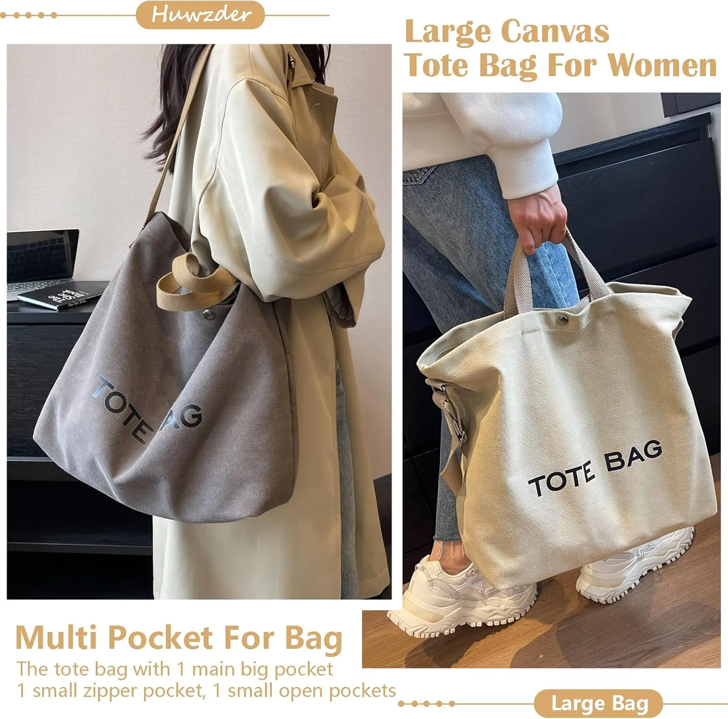 Women Canvas Tote Bag Travel Shoulder Bag Large Capacity Crossbody Top Handle Fashion Handbags