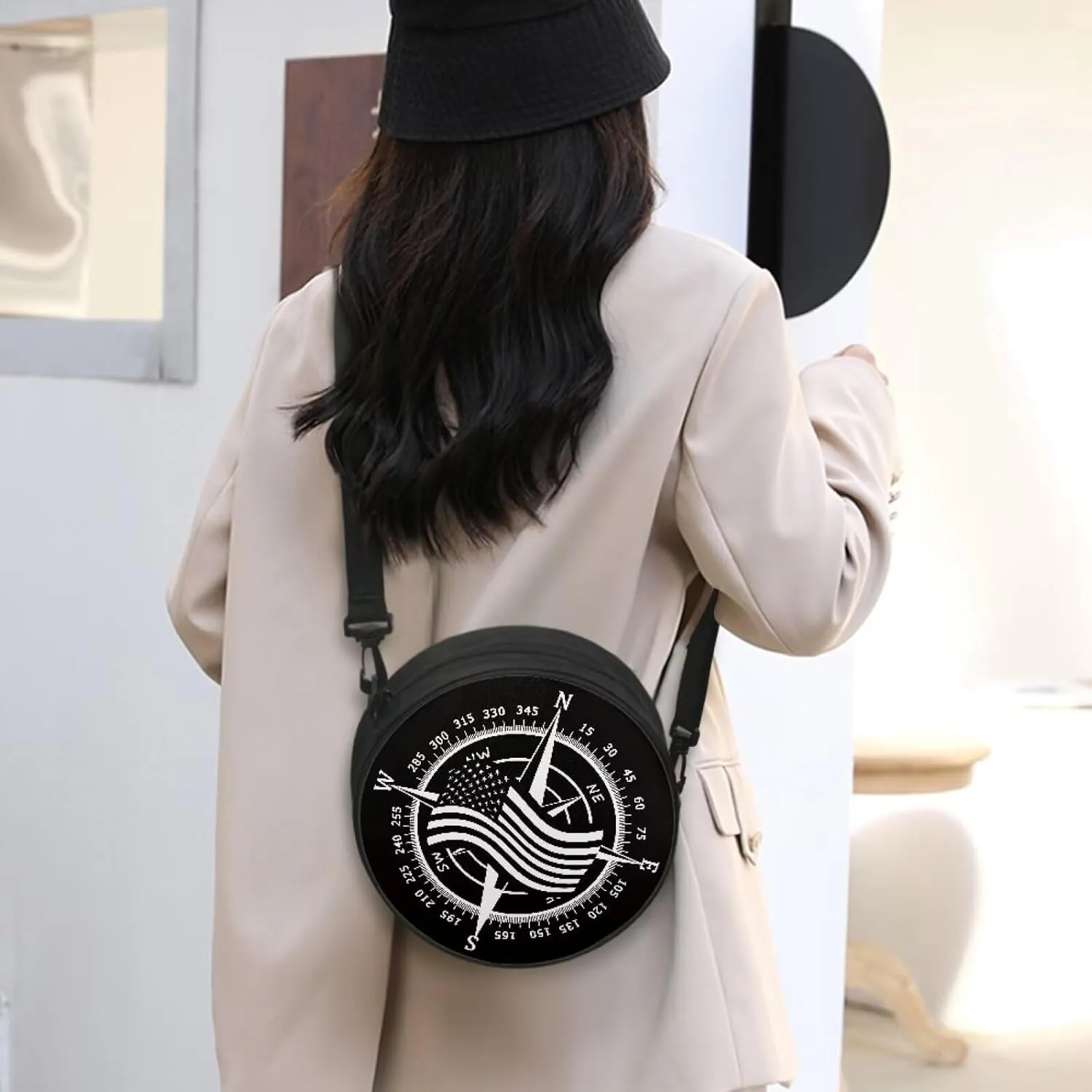 Women Crossbody Bag, Soft Light Round Shoulder Bag, Durable Round Satchel Bag with Zipper for Work Shopping