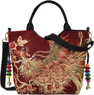 Women Embroidery Handbag Satchel Bag Tote for Party Ladies Dating Outdoor
