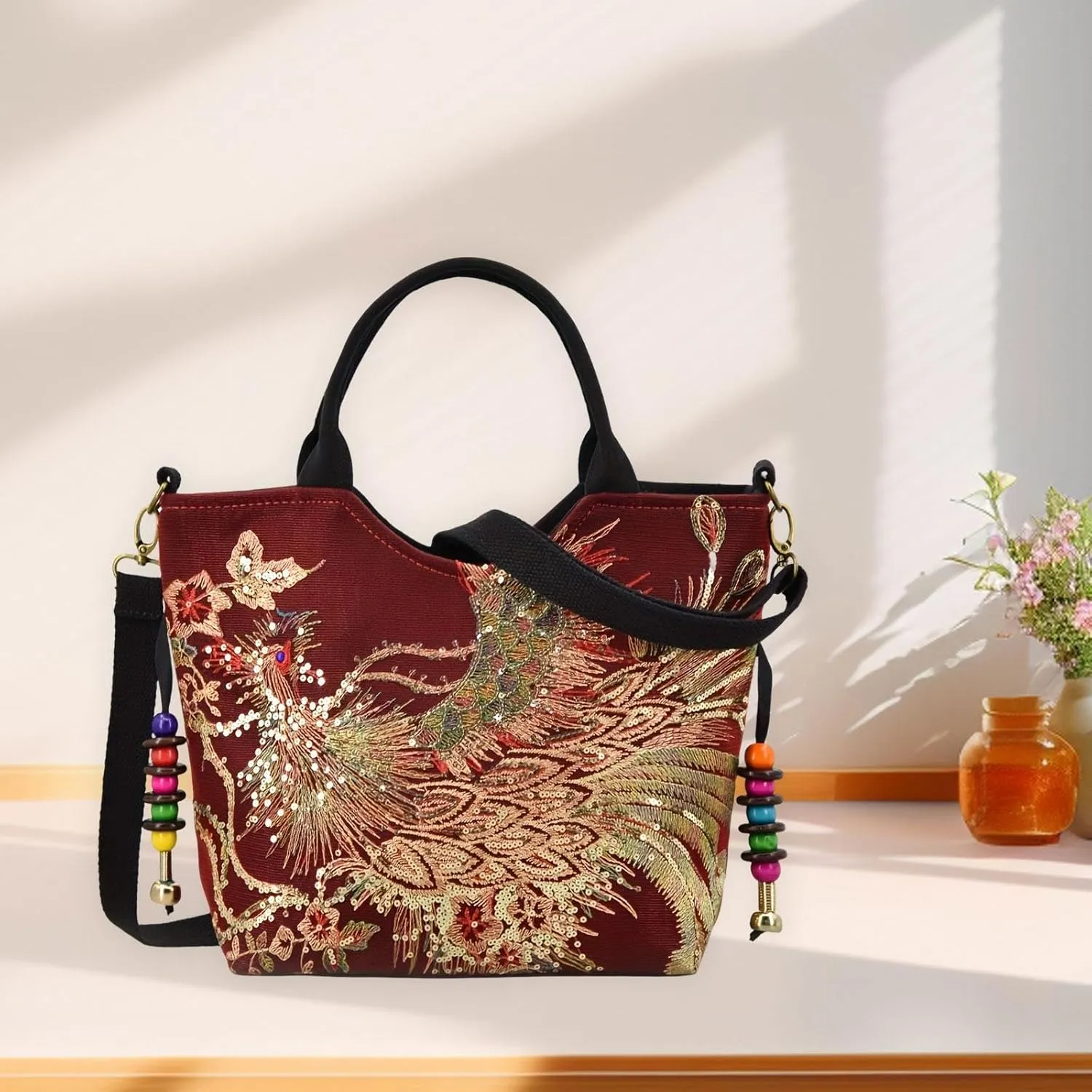 Women Embroidery Handbag Satchel Bag Tote for Party Ladies Dating Outdoor