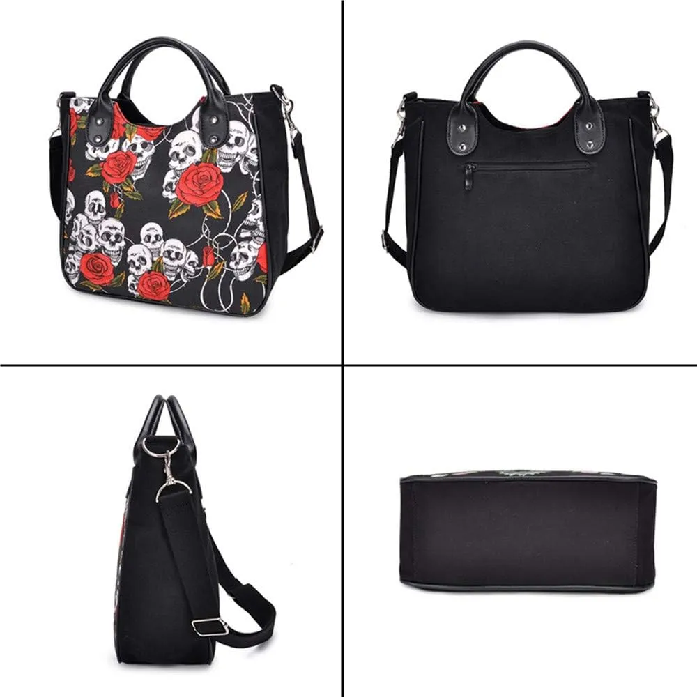 Women Fashion Rivet Handbag Purse Luminous Canvas Punk Tote with Shoulder Strap Crossbody Bag Large Capacity