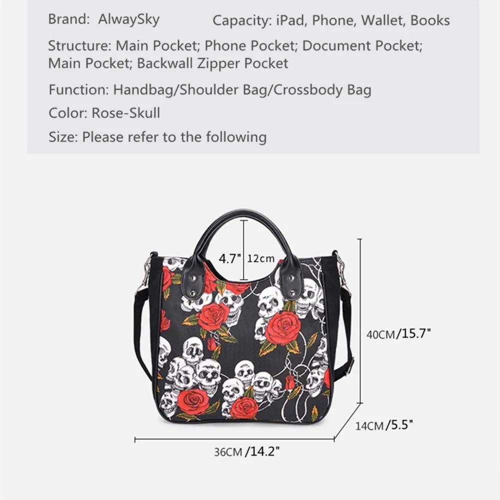 Women Fashion Rivet Handbag Purse Luminous Canvas Punk Tote with Shoulder Strap Crossbody Bag Large Capacity