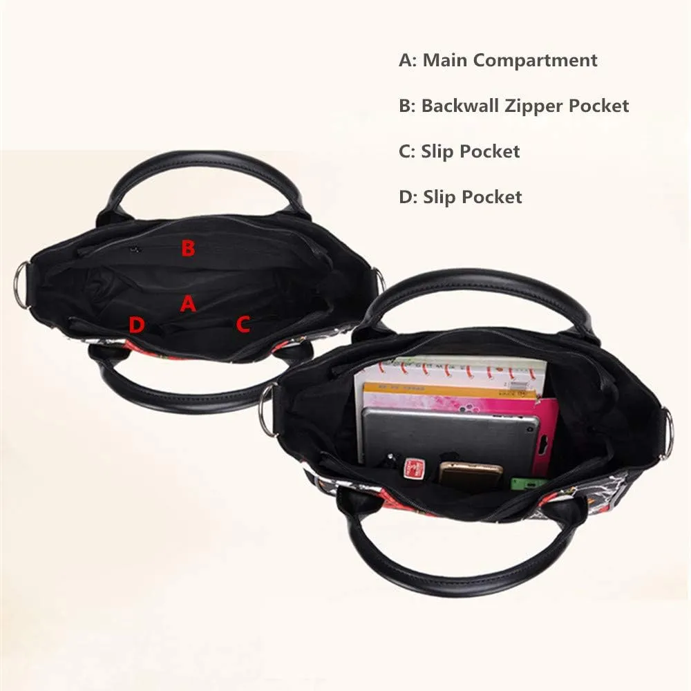 Women Fashion Rivet Handbag Purse Luminous Canvas Punk Tote with Shoulder Strap Crossbody Bag Large Capacity