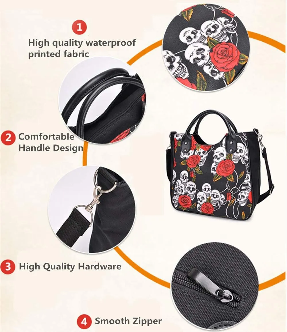 Women Fashion Rivet Handbag Purse Luminous Canvas Punk Tote with Shoulder Strap Crossbody Bag Large Capacity