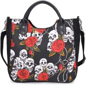 Women Fashion Rivet Handbag Purse Luminous Canvas Punk Tote with Shoulder Strap Crossbody Bag Large Capacity