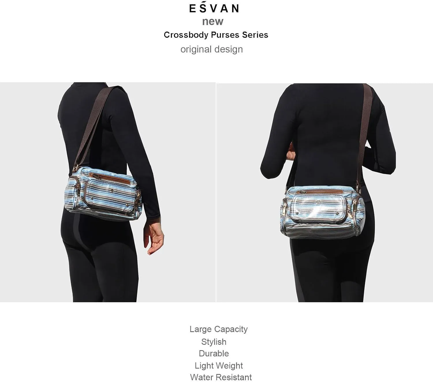 Women Fashion Tote Crossbody Handbags for Women Multi Pockets Shoulder Bag Nylon Travel Purse