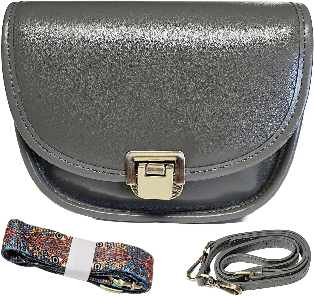 Women Genuine Cow Leather Mini Small Crossbody Shoulder Bag with 2 Detachable Adjustable Straps
