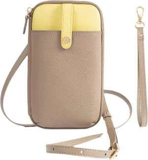 Women Genuine Leather Color Block phone Crossbody, Small Shoulder Wallet Bag Card Slot, Adjustable Strap Wristlet