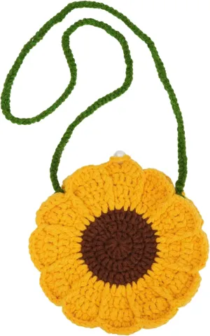 Women Girls Mini Flower Cotton Crochet Crossbody Shoulder Bag Handbag Purse