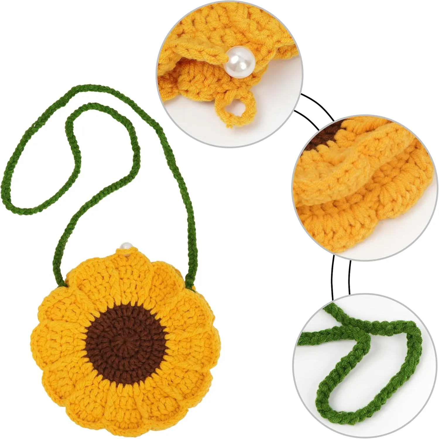 Women Girls Mini Flower Cotton Crochet Crossbody Shoulder Bag Handbag Purse