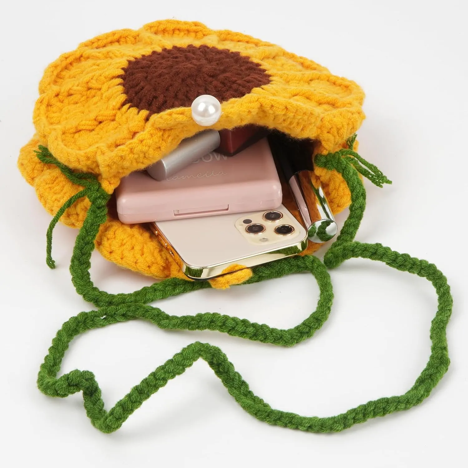 Women Girls Mini Flower Cotton Crochet Crossbody Shoulder Bag Handbag Purse
