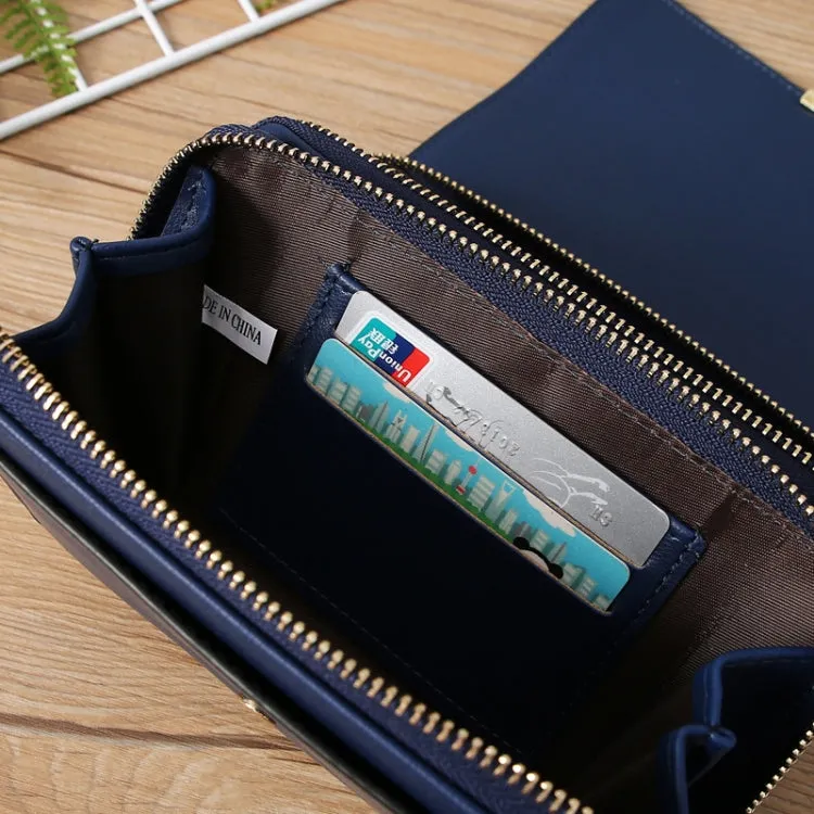 Women Multi-Card Wallet Clutch Bag Large Capacity Casual Single Shoulder Crossbody Bag(Blue)