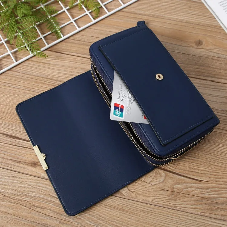 Women Multi-Card Wallet Clutch Bag Large Capacity Casual Single Shoulder Crossbody Bag(Blue)
