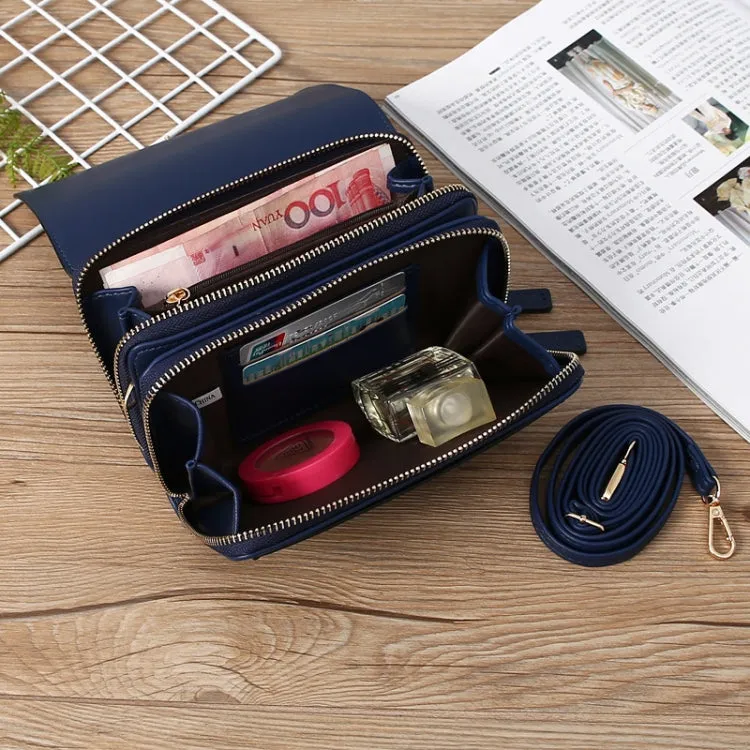 Women Multi-Card Wallet Clutch Bag Large Capacity Casual Single Shoulder Crossbody Bag(Blue)